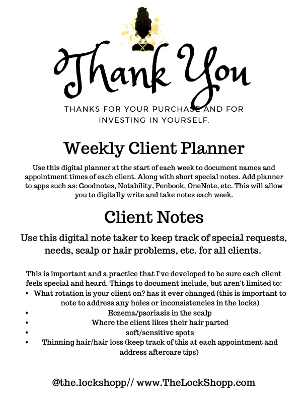 Weekly Client Planner and Note Guide